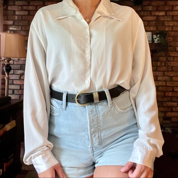 Vintage Silky White Button Up Blouse - Picture 4 of 5